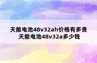 天能电池48v32ah价格有多贵 天能电池48v32a多少钱